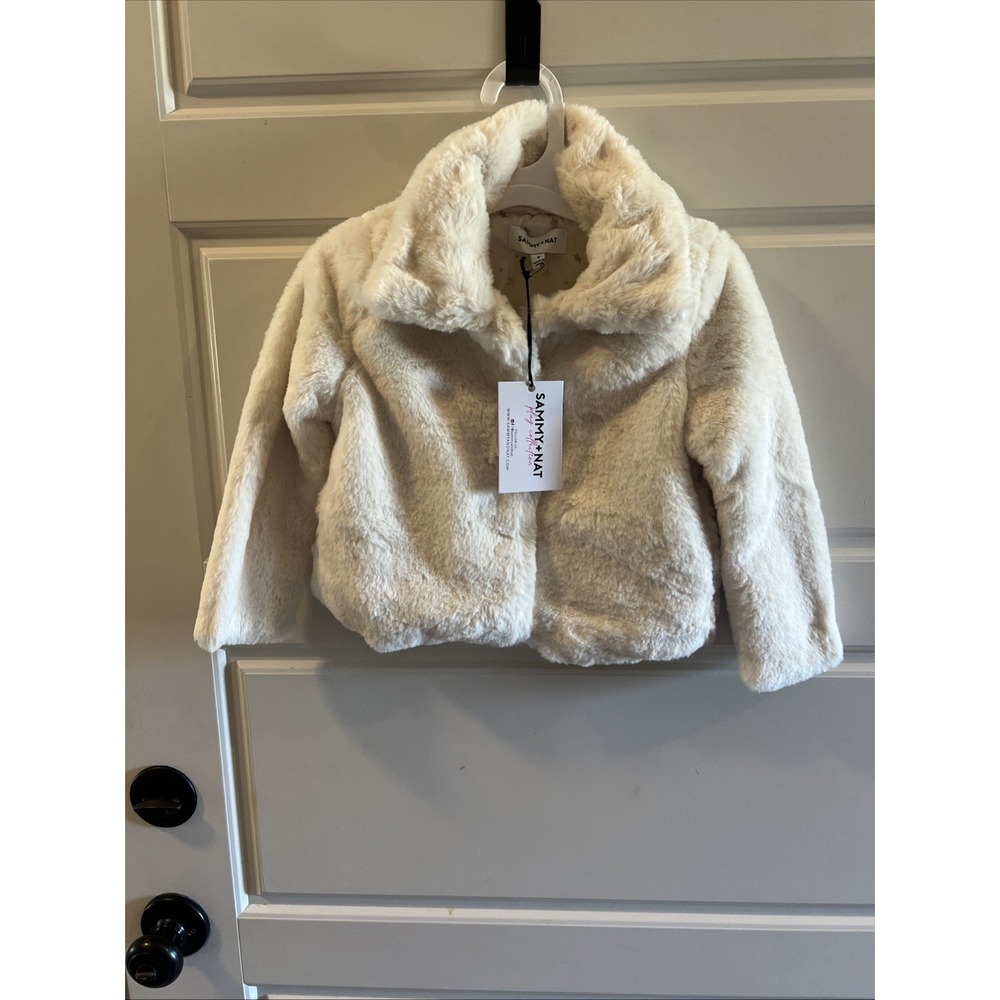 Sammy + Nat Jane Faux Fur Jacket In ivory 2T